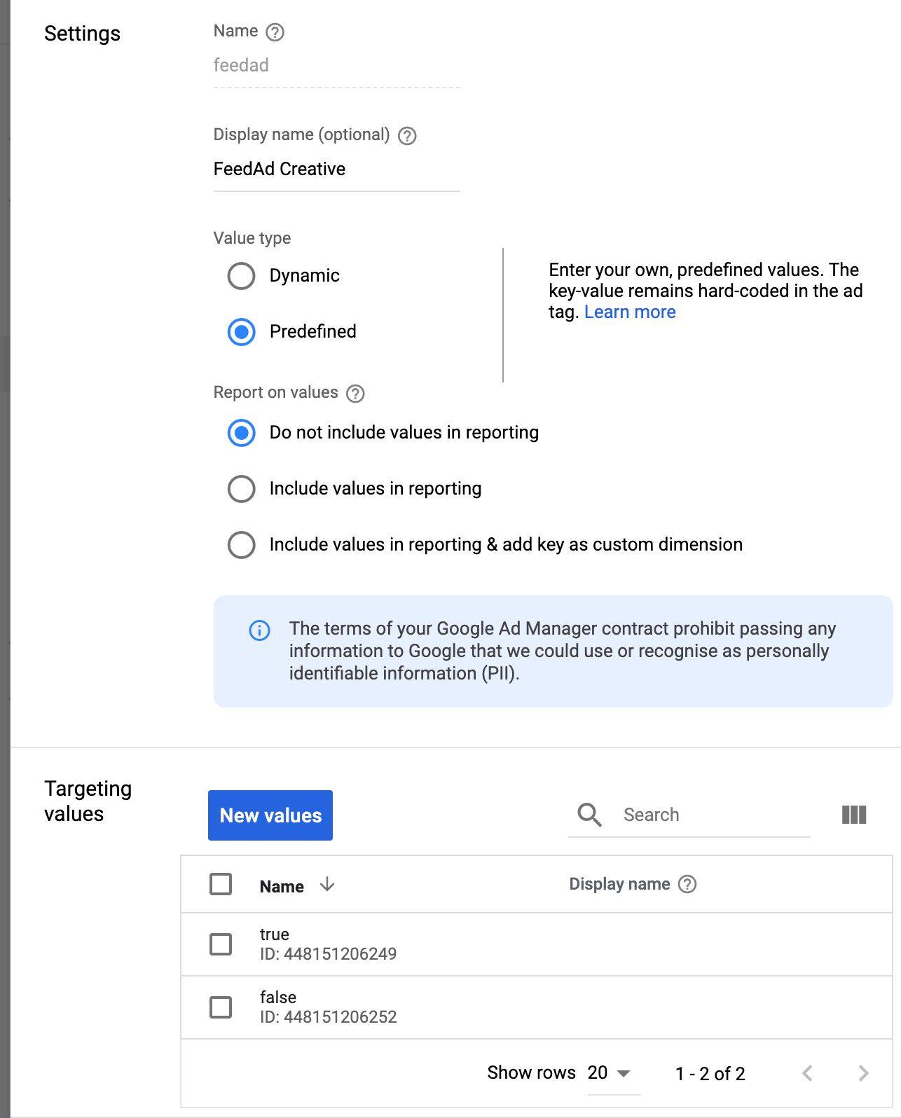 Create new key/value